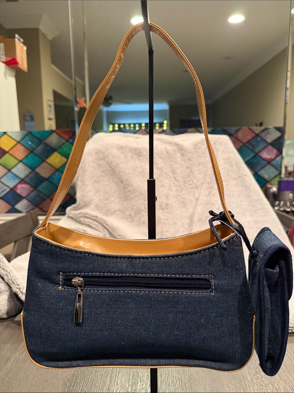 Navy Denim Shoulder Bag with Scottie Dogs - Picture 2 of 7